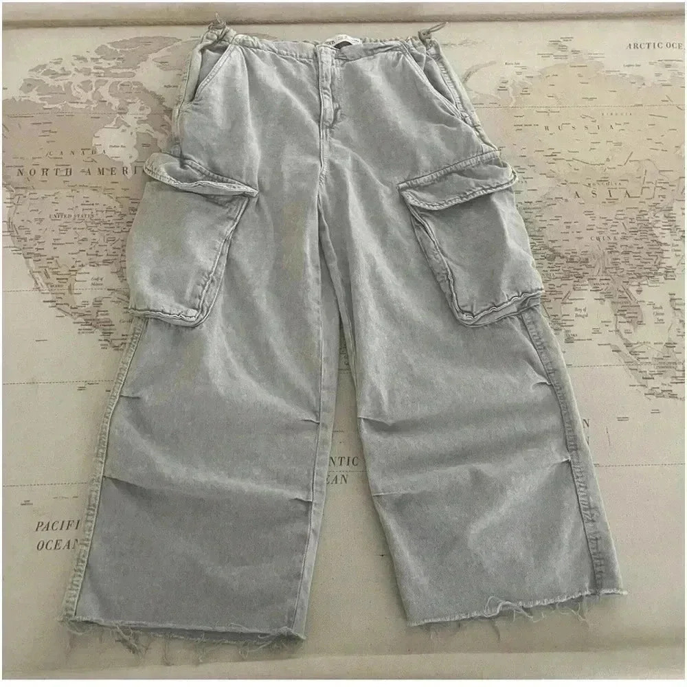 Zara Parachute Cargo Jeans Size 9 - Picture 1 of 10